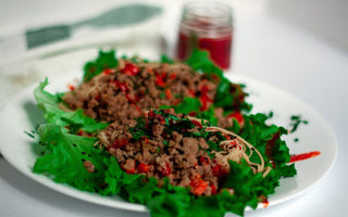 Spicy Pork Lettuce Wraps featuring Soybean Spaghetti - Livivafoods.com