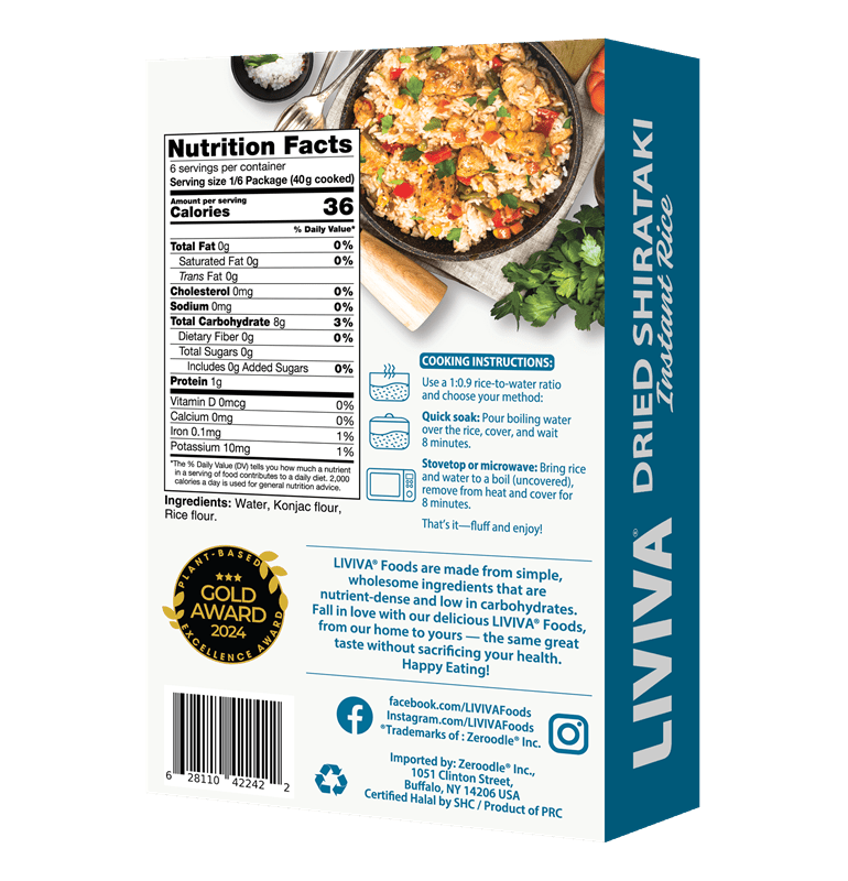 NEW PRODUCT - Dried Shirataki Instant Rice (6 - 24 pk) - Livivafoods.com